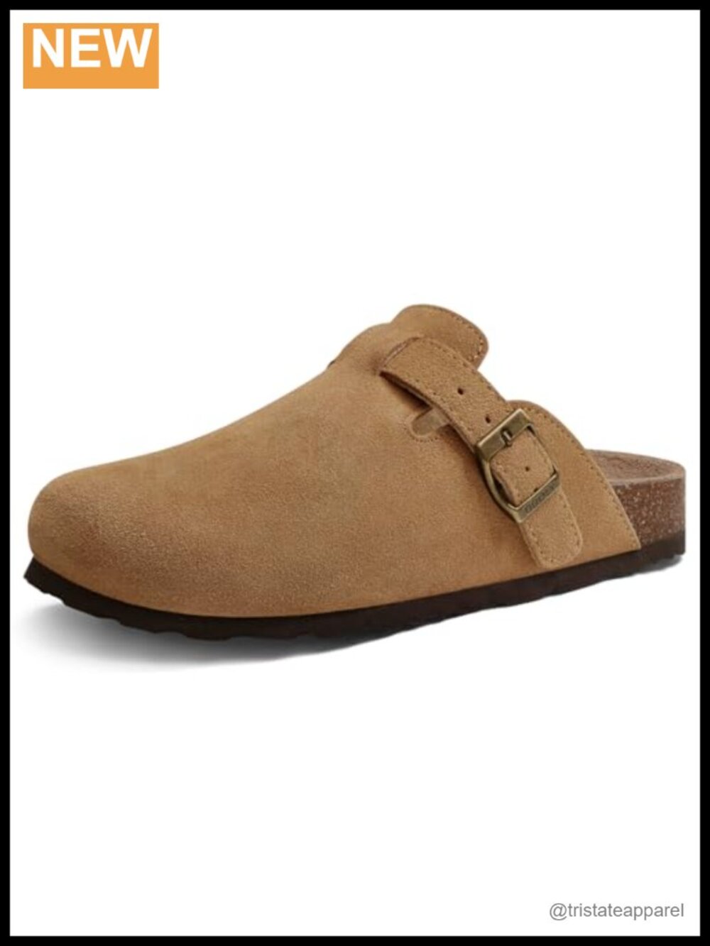 ODOLY Genuine Suede Clogs Women Comfort Cork Footbed Slip On Mules